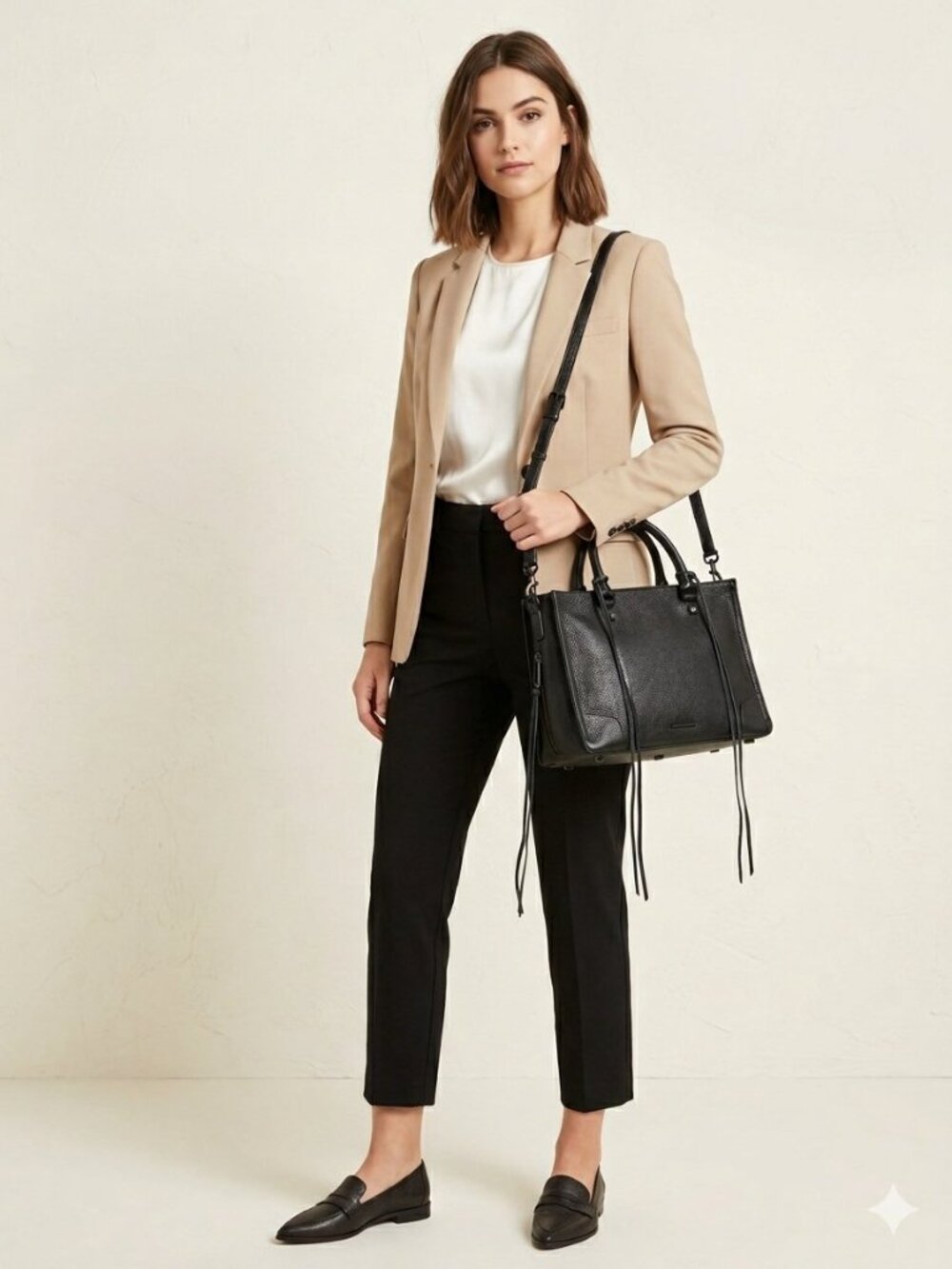 Rebecca Minkoff Black Leather Regan Satchel Bag + Extra Replacement Tassels